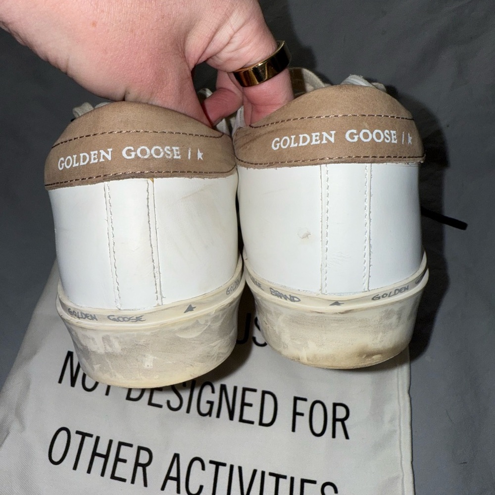 Golden Goose White Leather Dove Gray Glitter Star Nubuck Heel Shoes Sneakers 40 - Picture 4 of 7